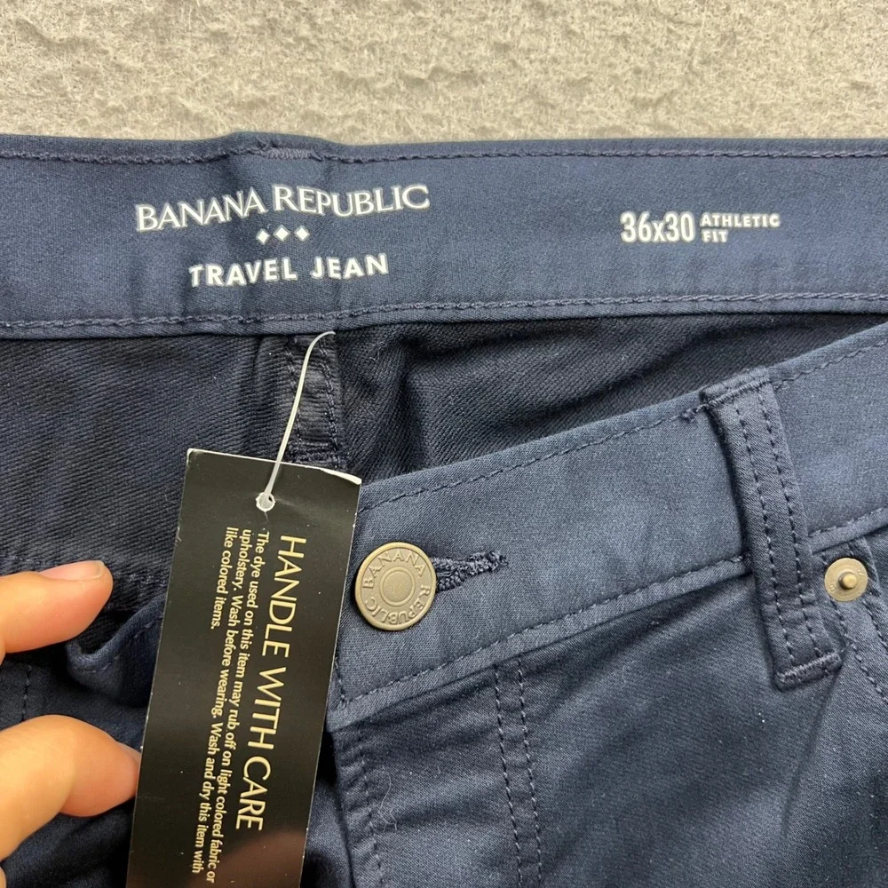 Banana Republic Travel Jean Mens 36x30 Athletic Fit Navy Blue NWT 589223-02-1